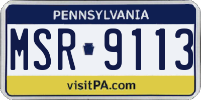 PA license plate MSR9113
