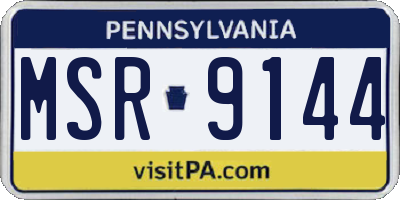PA license plate MSR9144
