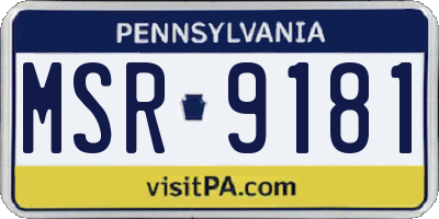 PA license plate MSR9181