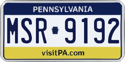 PA license plate MSR9192