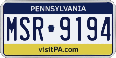 PA license plate MSR9194