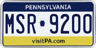 PA license plate MSR9200