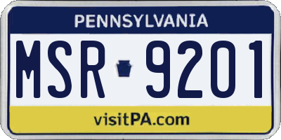 PA license plate MSR9201