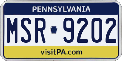 PA license plate MSR9202