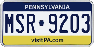 PA license plate MSR9203