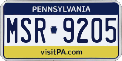 PA license plate MSR9205