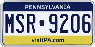 PA license plate MSR9206
