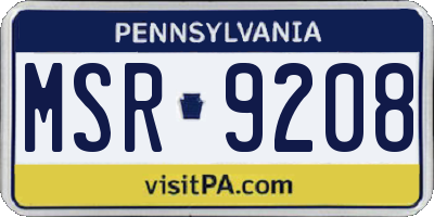 PA license plate MSR9208