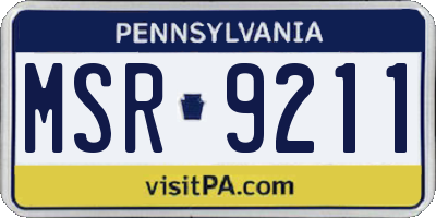 PA license plate MSR9211