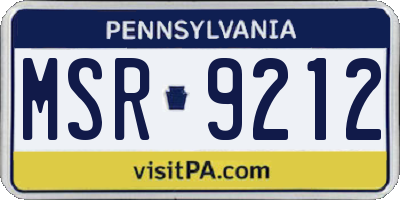 PA license plate MSR9212