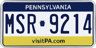PA license plate MSR9214