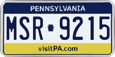 PA license plate MSR9215