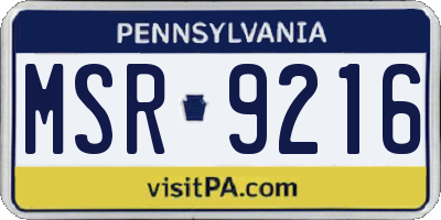 PA license plate MSR9216