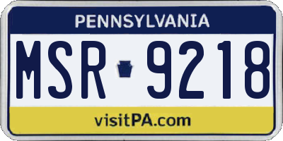 PA license plate MSR9218