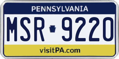 PA license plate MSR9220