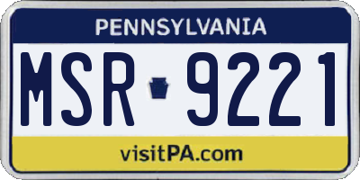 PA license plate MSR9221