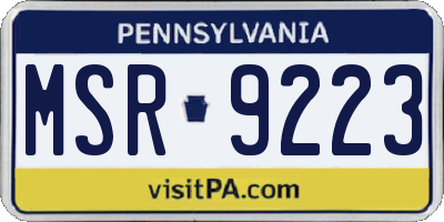 PA license plate MSR9223