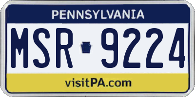 PA license plate MSR9224