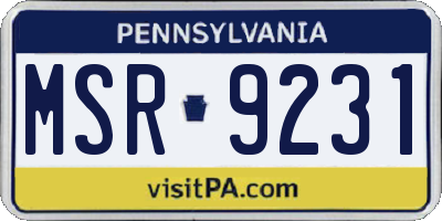 PA license plate MSR9231