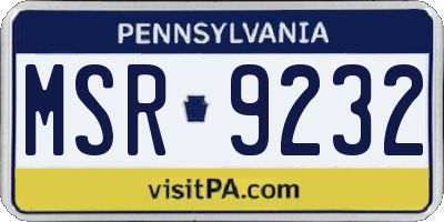 PA license plate MSR9232