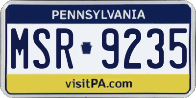 PA license plate MSR9235
