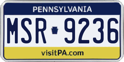 PA license plate MSR9236