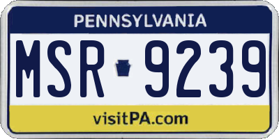 PA license plate MSR9239