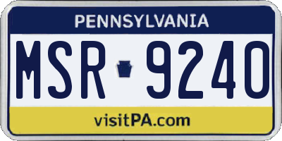 PA license plate MSR9240