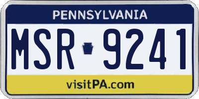 PA license plate MSR9241