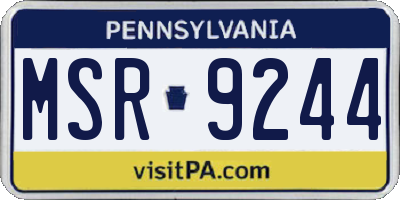 PA license plate MSR9244