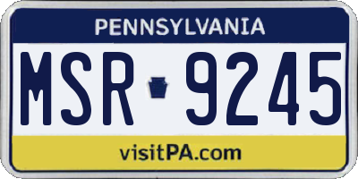 PA license plate MSR9245