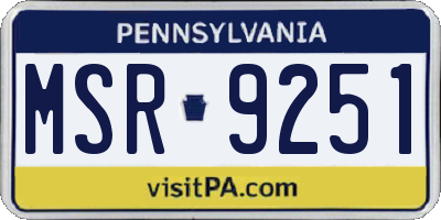 PA license plate MSR9251