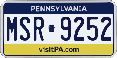 PA license plate MSR9252