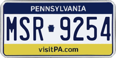 PA license plate MSR9254