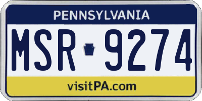 PA license plate MSR9274