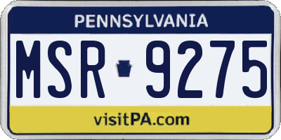 PA license plate MSR9275