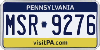 PA license plate MSR9276