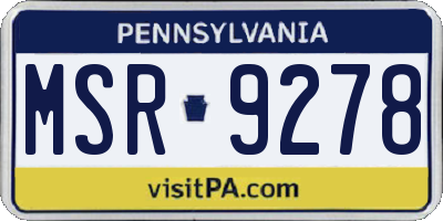 PA license plate MSR9278