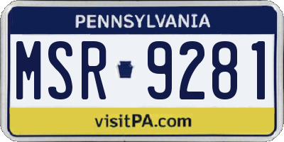 PA license plate MSR9281