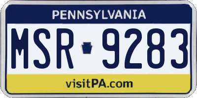 PA license plate MSR9283