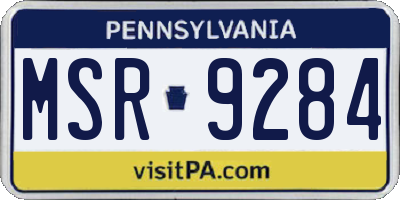 PA license plate MSR9284