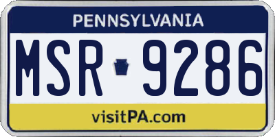 PA license plate MSR9286