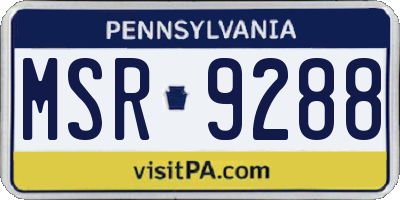 PA license plate MSR9288