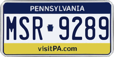 PA license plate MSR9289