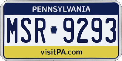 PA license plate MSR9293