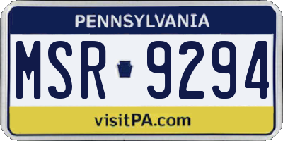 PA license plate MSR9294