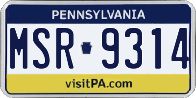 PA license plate MSR9314