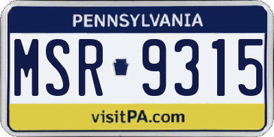 PA license plate MSR9315
