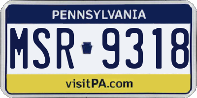 PA license plate MSR9318