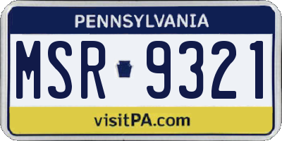 PA license plate MSR9321